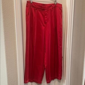 A New Day Bold Red Satin Wide Leg Trousers